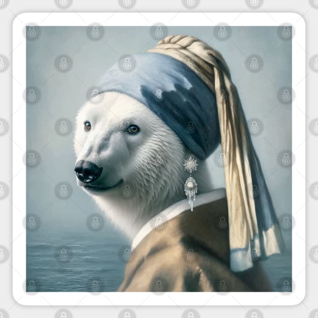 Wildlife Conservation - Pearl Earring Polar Bear Meme Sticker by Edd Paint Something